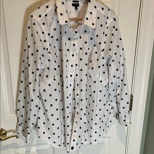 Talbots White and Black Polka Dot Button-Front Shirt Jacket